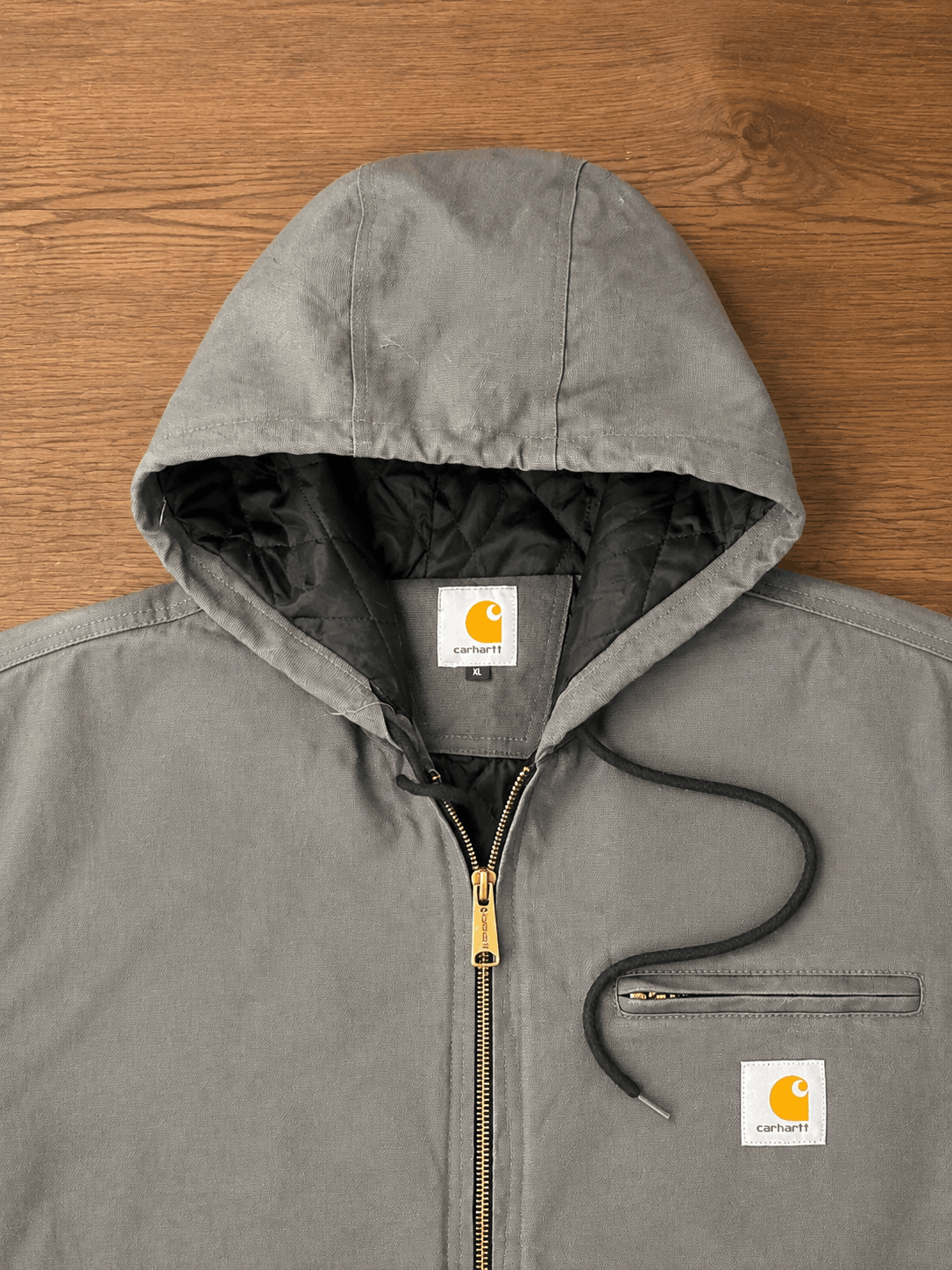 Carhartt Grey Jacket with Black Collar Men's - Image 3